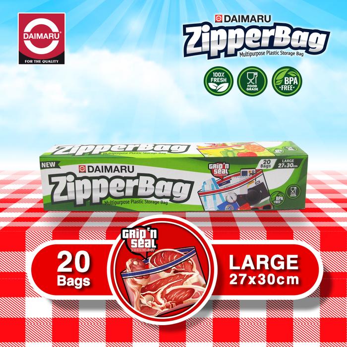 Gambar Daimaru Food Grade Zipper Bag Large/Plastik Ziplock 27x30cm isi 20Pcs dari Daimaru Kota Tangerang Tokopedia