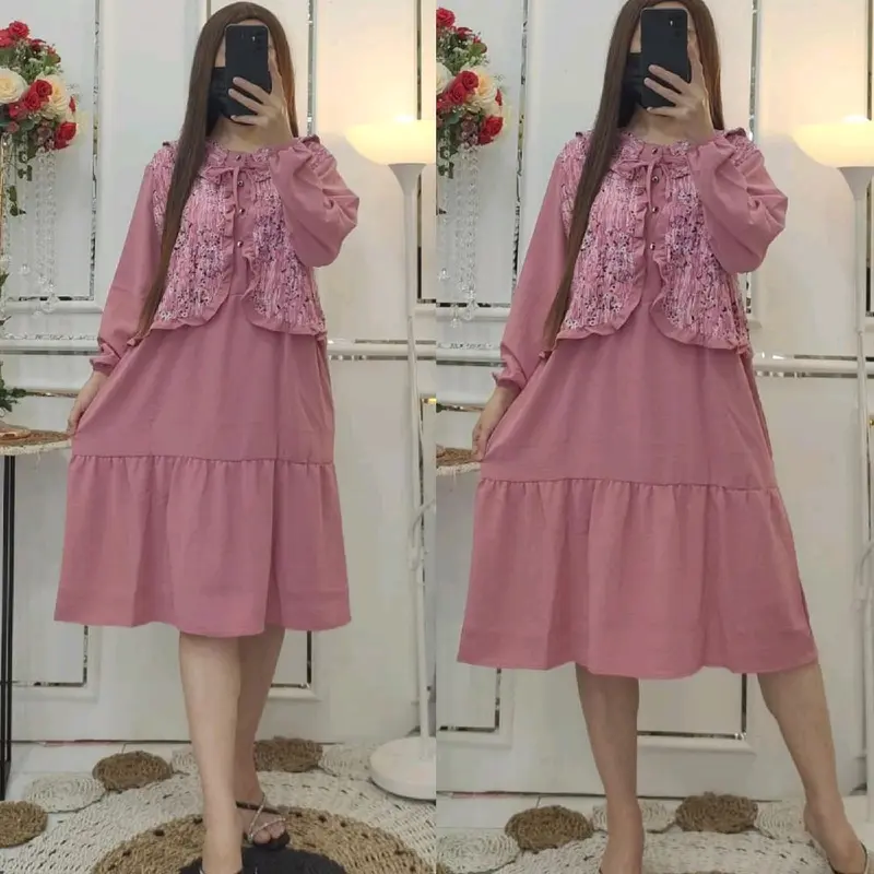 Tunik Crinkle Airflow Rompi Lengket 0