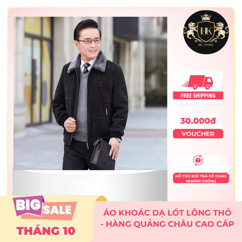 [HK Store] Áo Khoác Dạ Nam Trung Niên Lót Lông Cáo Siêu Mềm Mịn - Áo Dày Ấm Hàng Quảng Châu Cao Cấp Menswear Jacket