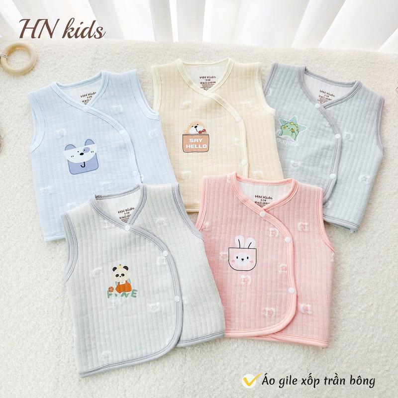  GL1. Gile Sơ Sinh HNKids Vải Xốp Trần Bông Mềm Nhẹ Giữ Nhiệt Cho Bé Sơ Sinh Từ 3-8kg 
