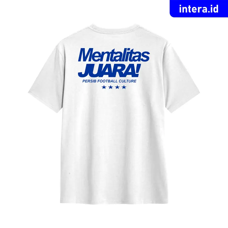 Kaos T-shirt | Persib Bandung | "Mentalitas Juara" | White & Black | Cotton Combed Pria Wanita 0