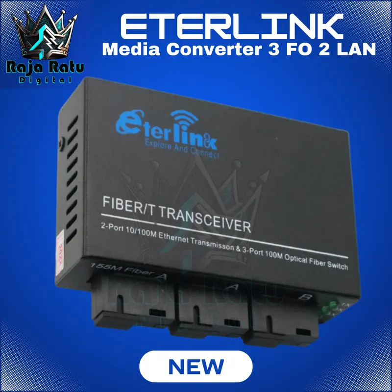 Eterlink 3 FO 2 LAN Ethernet Fiber 2 RJ45 3SC Optik Media Converter Single Mode 1