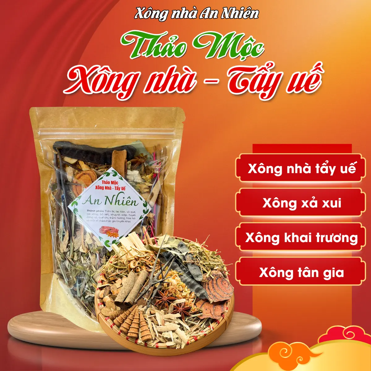 Xông Nhà Tẩy Uế An Nhiên, Gói Thảo Mộc Xông Nhà, Xông Cửa Hàng, Khai Trương, Tân Gia, Nhập Trạch, Từ Hơn 15 Loại Thảo Mộc Hương Thơm Tự Nhiên Xông Phòng, Nhà Ở, Cửa Hàng