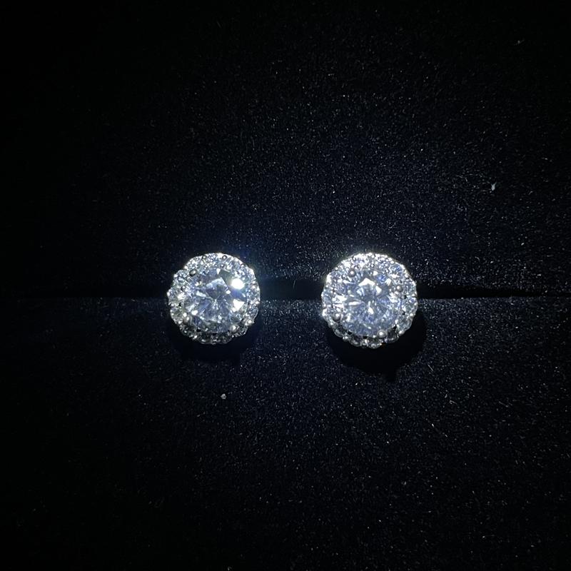 Khuyên tai nụ tròn nam nữ đính đá lấp lánh chất liệu bạc Tehio jewelry store THJ02 1