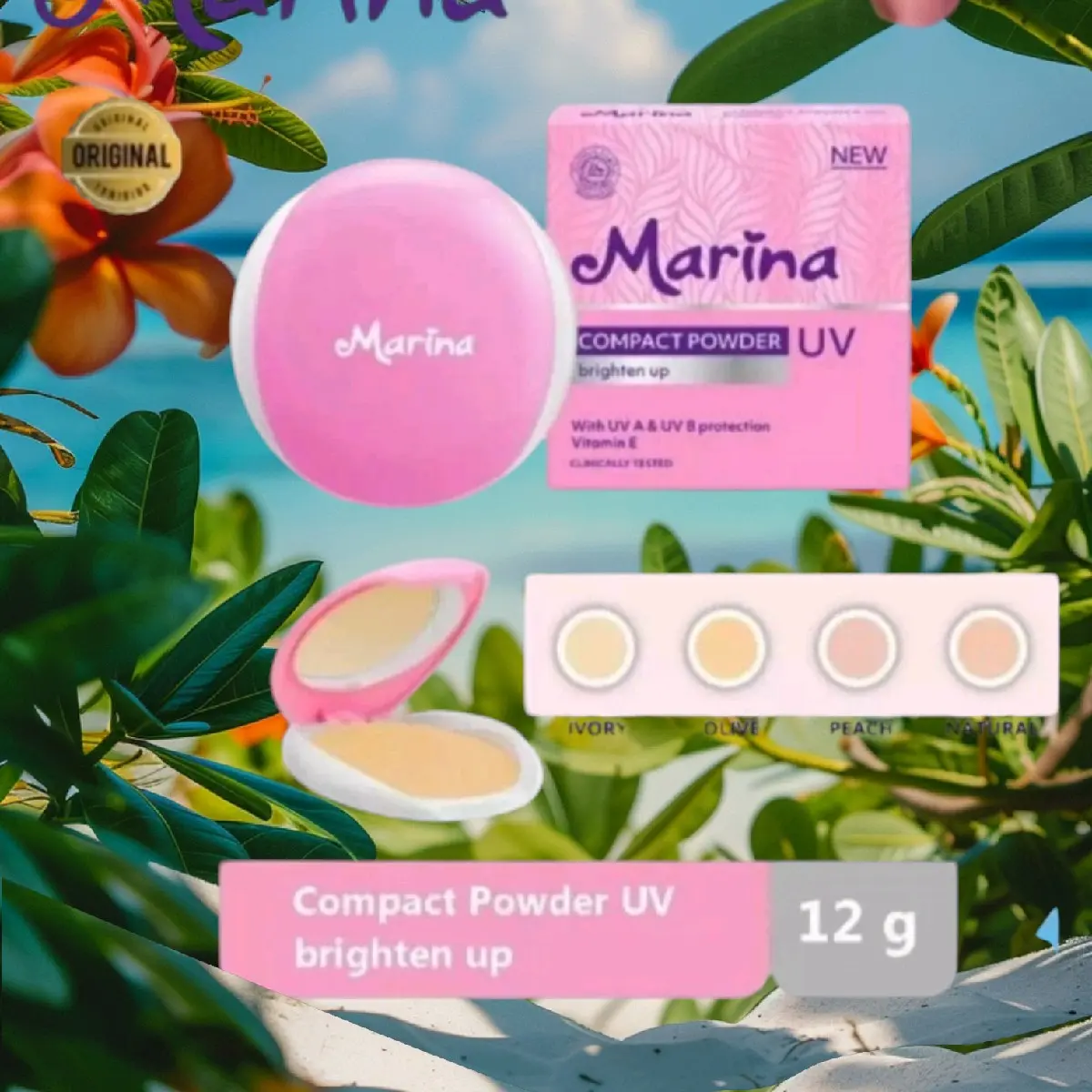 MARINA COMPACT POWDER ( BEDAK PADAT ) 12 GR Wajah Waterproof