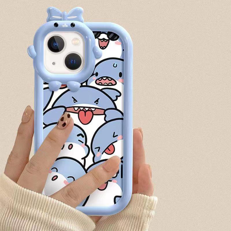 Ốp Điện Thoại Hình Cá Mập Dễ Thương Cho VIVO Y17, Y15, Y12I, Y11, Y19, Y91I, Y93, Y95, Y51A, Y50, Y30I, Y75, Y55, Y30, Y72, Y52, Y20IS, Y12SAD, Y22S, Y15AS, Y01A, Y33ST, Y21STA, T1X, S1, V17, V20, V23E, V25, X80 PRO, 4G, 5G