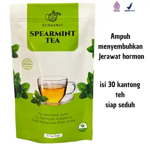 ECOGANIC Original Spearmint Tea BPOM-PIRT Jerawat Hormonal Isi 30 Kantong   Minuman Herbal Sehat Alami