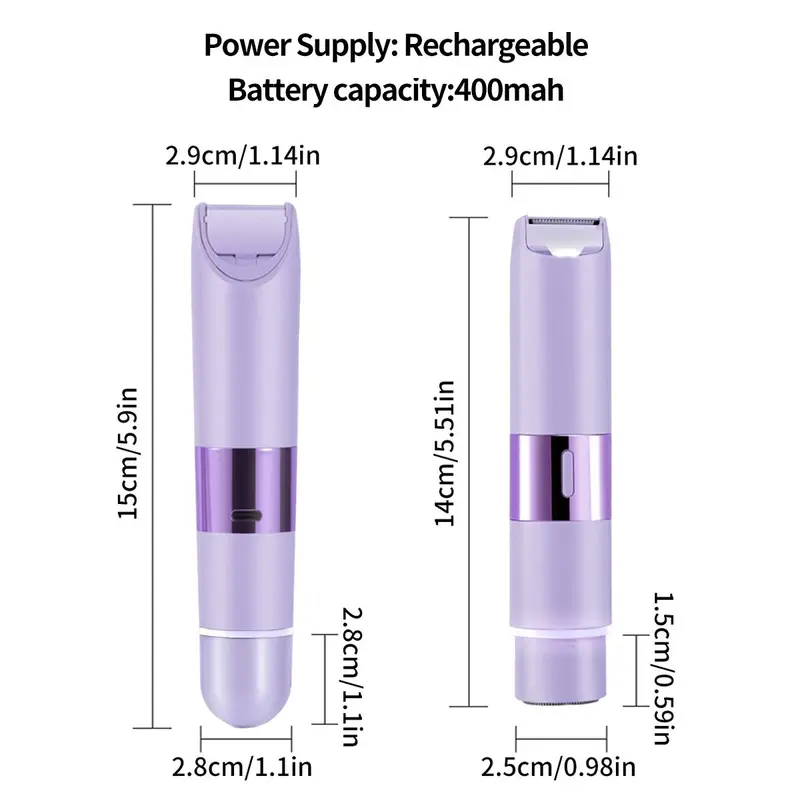 USB Rechargeable 2 in 1 Electric Hair Removal Instrument, Portable Waterproof Hair Removal Machine, Personal Care Appliances for Women 1