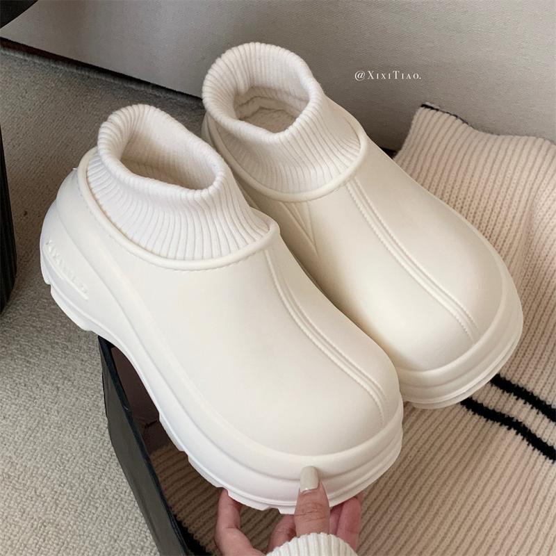 Giày Thể Thao XIXITIAO Có Thể Đeo Ngoài Trời Lót Lông Cừu Ấm Áp Dành Cho Nữ Không Thấm Nước Tăng Chiều Cao Đế Dày Thời Trang Màu Trơn Bốt Ngắn Có 5 Màu Cỡ: 36-41