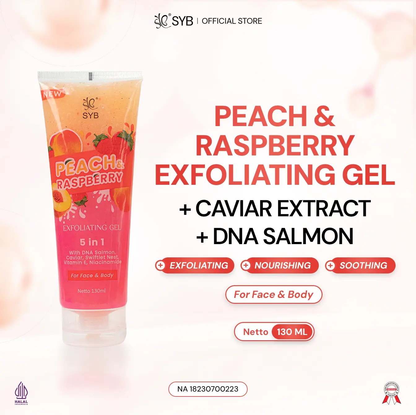 NEW SYB EXFOLIATING GEL -  [Available in 2 varian Peach & Raspberry and DNA Salmon]