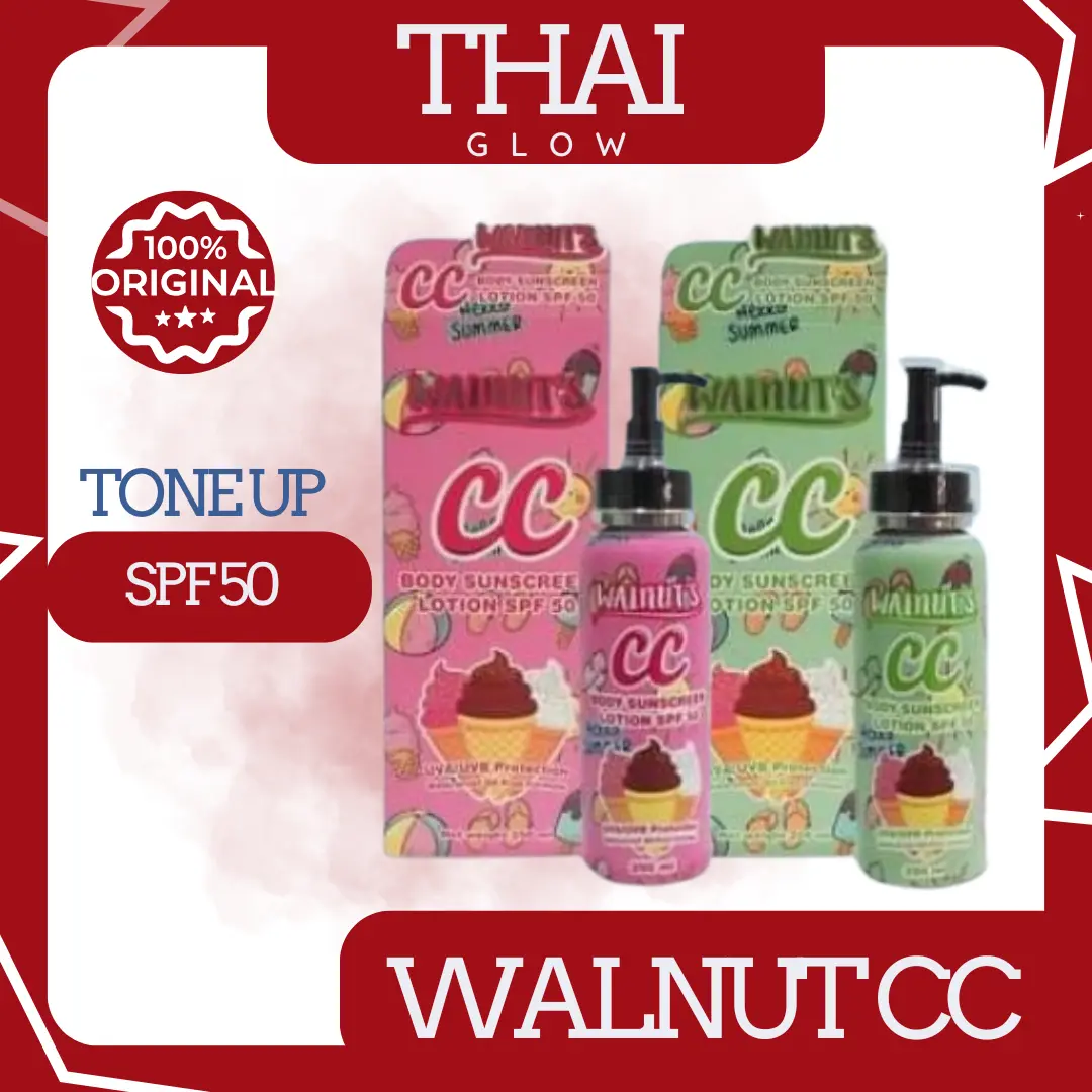 WALNUT CC Green | Walnut CC Pink Body Suncreen Lotion SPF 50 | CC WALNUTS BODY SUNSCREEN