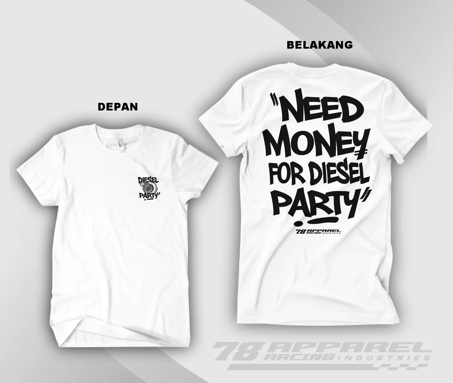 KAOS NEED MONEY FOR DIESEL PARTY Cowok Unisex Baju Combed