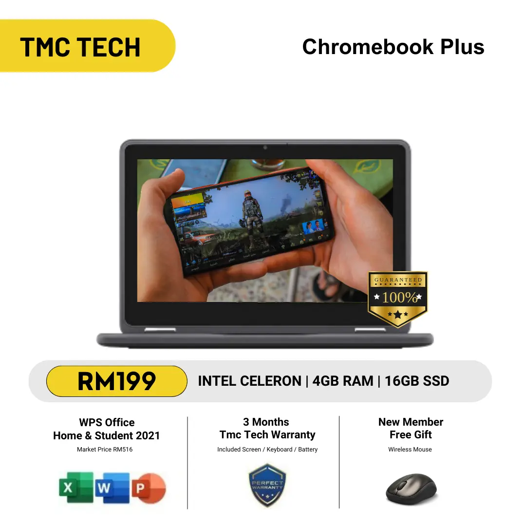 ChromeBook 3180 / 11.6-inch/4GB Ram/ 16GB SSD Storage/WIFI/Bluetooth/GAMING Laptop Microphone