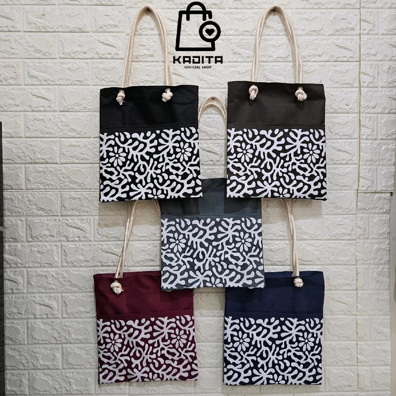 Kadita - Tas Wanita Tote Bag Motif Batik Alina Saku Tali Sumbu Kekinian Terbaru Estetik 2
