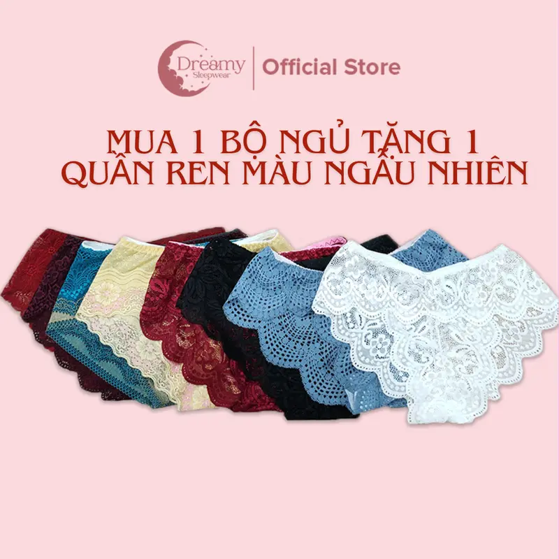 [MUA 1 TẶNG 1 QUẦN REN]Đồ bộ mặc nhà nữ, đồ bộ lụa mềm mại cổ tim tay phối cánh tiên xinh xắn Dreamy DN26 Áo Women Cạp Cao Top Đen Voi Voan Nhung Kem 7