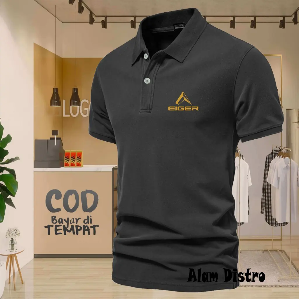 COD T-shrit POLO kerah 1205 Long Text Gold Kaos Kerah Dewasa Shirt / Kaos Wangki Pria Polo / Kaos Seragam