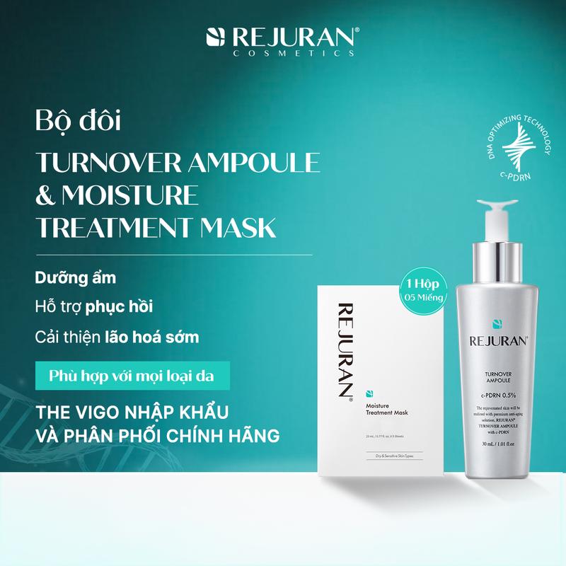 Combo Phục Hồi Cấp Ẩm Căng Bóng DOT C-PDRN Rejuran Turnover Ampoule 30ml Và Mặt Nạ Rejuran Moisture Treatment( 5 Miếng)