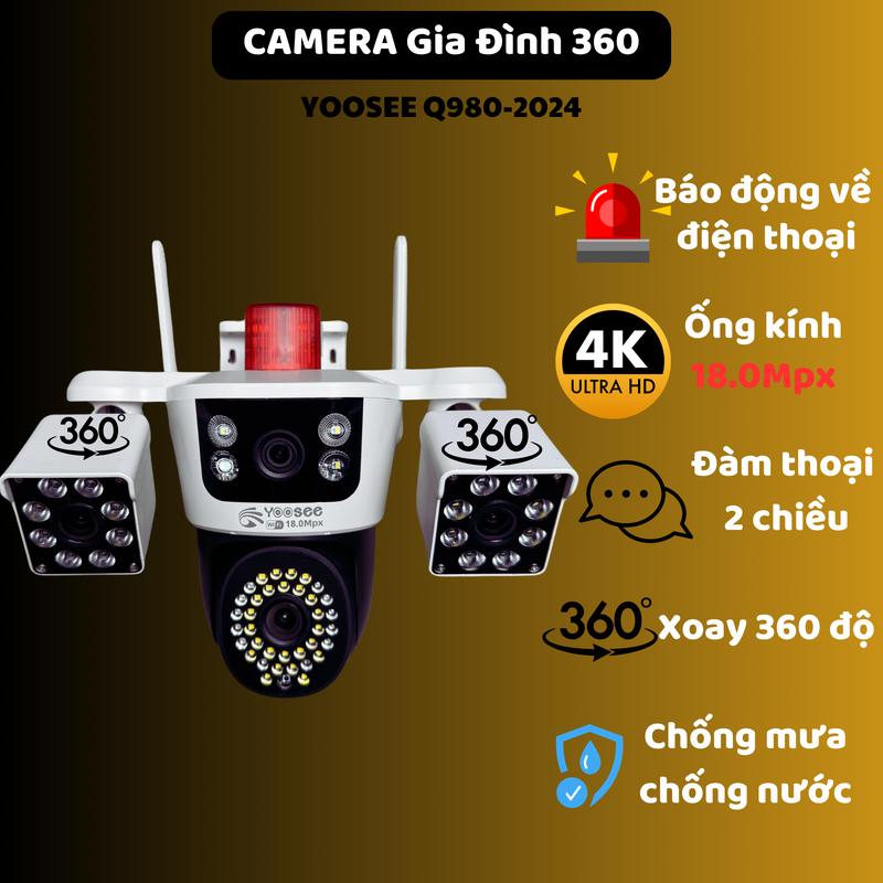 NEW Camera yoosee 4 mắt 3 khung hình độ phân giải 18.0mpx