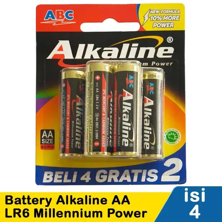 BATERAI ABC Alkaline AA/A2 & AAA/A3 | 1.5 Volt | Baterai isi 4+2 | Untuk Mainan | Jam Dinding | Remot | Baterai | Batre | Battery | Tahan Lama 3