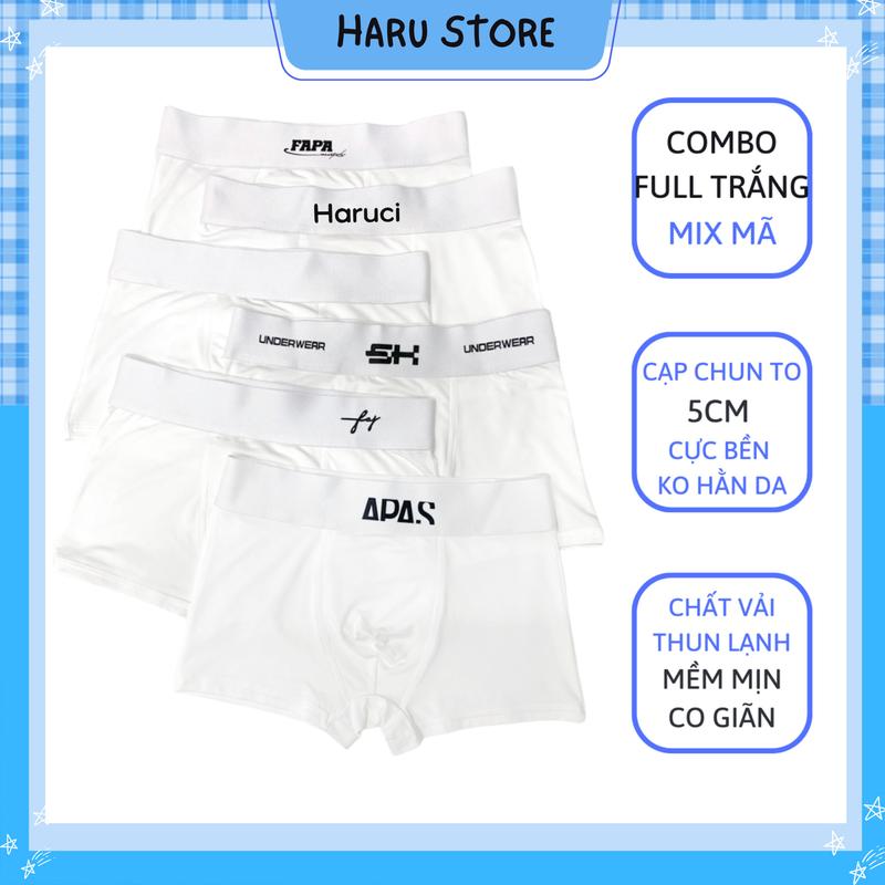 Quần sịp đùi Full trắng CẠP TO mix nhiều mẫu boxer nam thun lạnh mềm mịn quần lót nam co giãn 4 chiều Quần Boxer Menswear