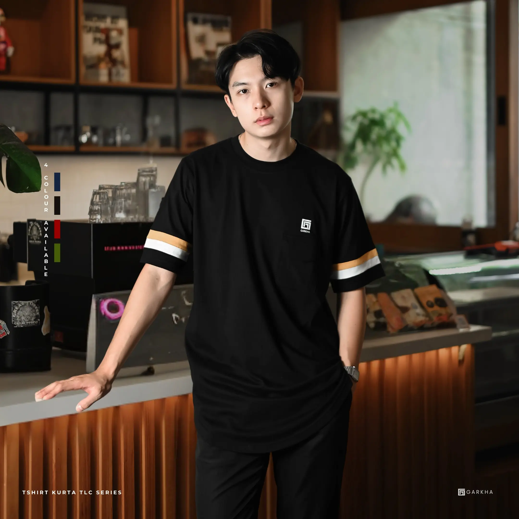 Kaos Kurta TLC Pocket GARKHA 3/4 Lengan Pendek Pria Dewasa Muslim - Baju, Koko Tshirt
