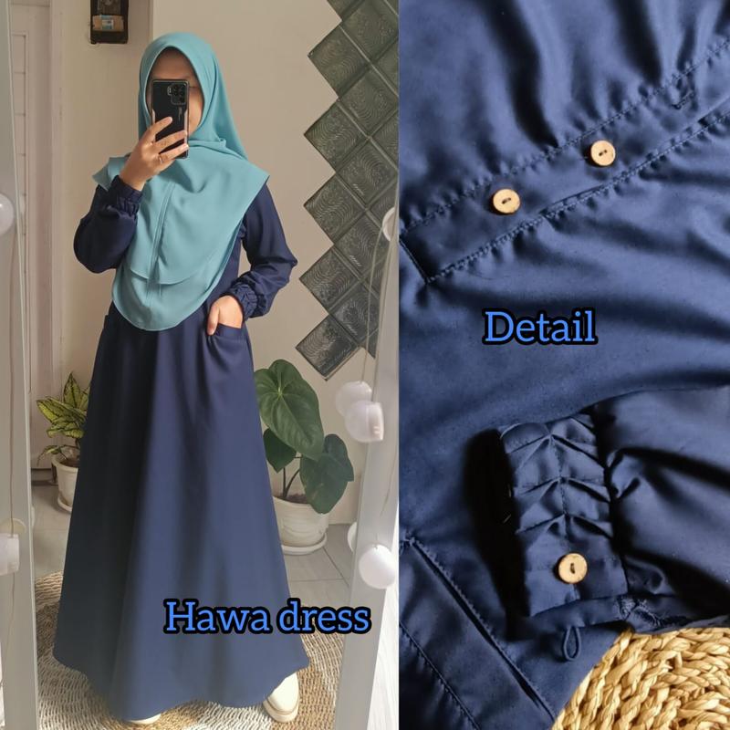 Hanamu Gamis Toyobo Polos Basic HAWA Series - HANAMU l Bisa COD ya Dress Lembut 4