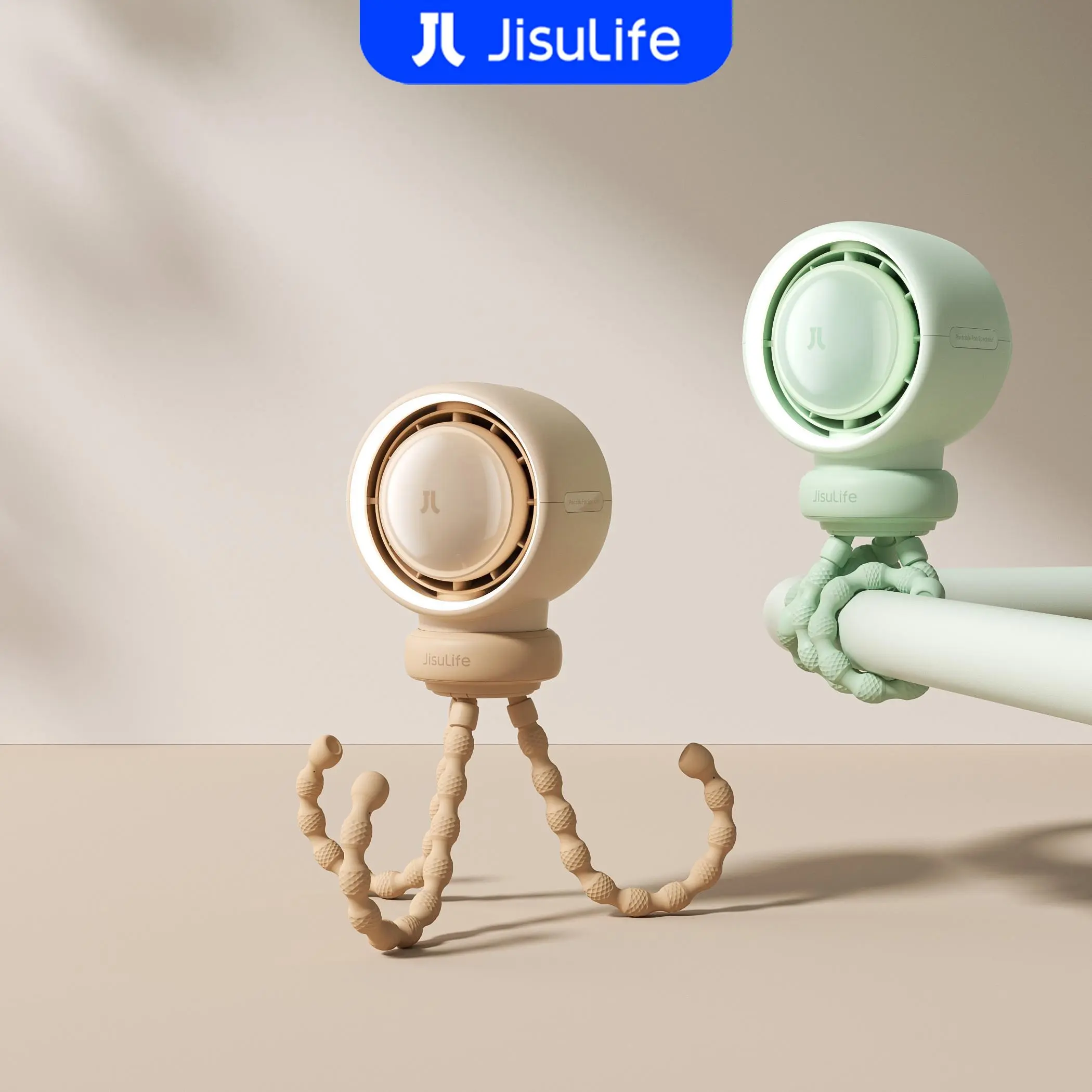 JisuLife 4000mAh Baby Stroller Fan Portable, Small Battery Operated Fan, Car Seat Fan with 5 Speeds, Air Purify and Air Enhance Tech, Bladeless, Food-Grade Gifts Fan for Outdoor