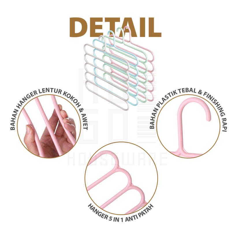 Product Introduction of HUGO Gantungan Hanger 5 Susun Serbaguna Gantungan Jilbab Gantungan Celana Baju Pakaian Plastik Multifungsi 40