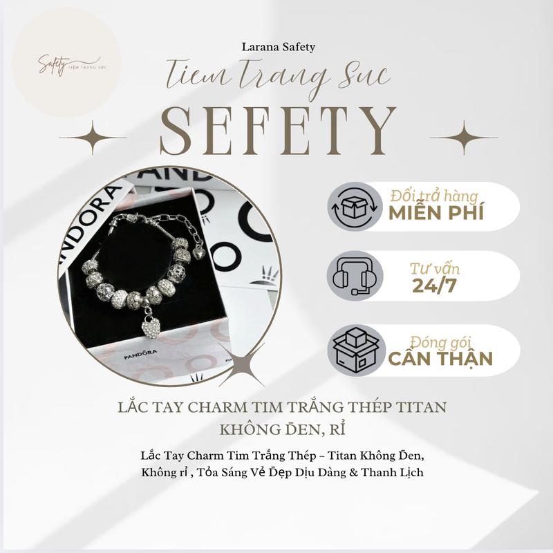 Lắc tay charm tim trắng Thép titan không đen, rỉ - TTA2 0
