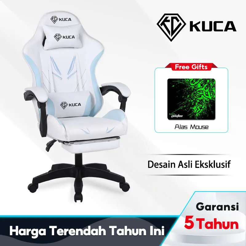 HANRIVER & KUCA Kursi Gaming Putih / Desain Asli Gaming Chair / Kursi Gamers / Kursi Gamer / Kursui Putar / Kursi Game / Kursi Hidrolik/Kursi Kantor [ Garansi lima tahun ]