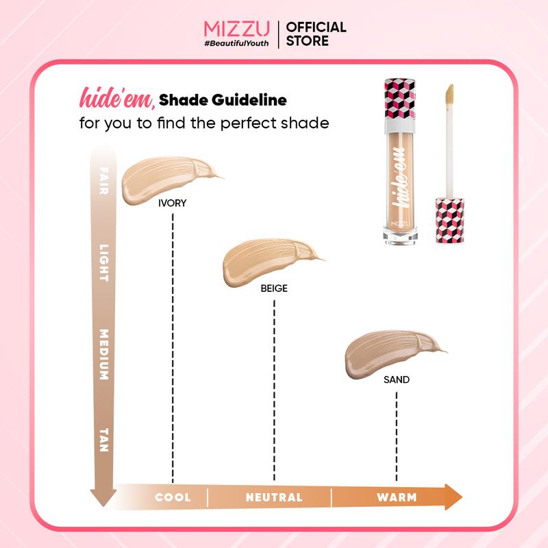 Mizzu Hide’em Contour And Concealer Beige - Concealer Corrector Wajah Foundation Hitam Lasting Mencerahkan 3