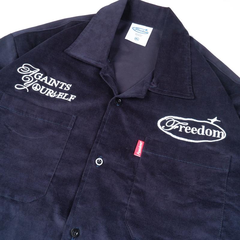 Kemeja Pendek Corduroy Polos Pria FRDM - Navy, Gaya Urbane, Cocok untuk Semua Musim - Garis, Nyaman, Jeans, Panjang, Biru, Distro 3