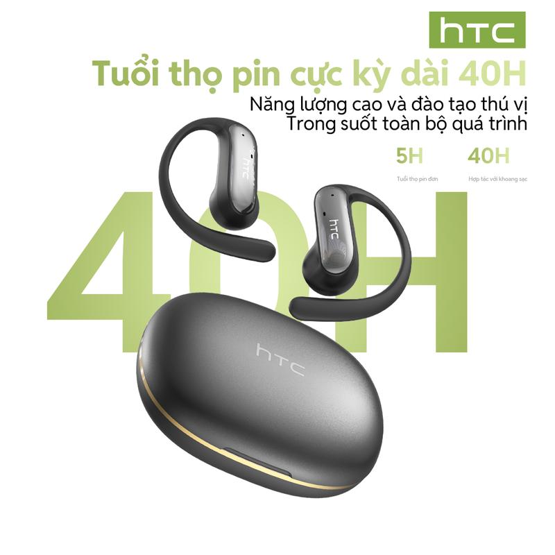  Tai nghe mở phong cách HTC NE52 Bản dịch thời gian thực 134 ngôn ngữ 40 giờ siêu bền Âm trầm HiFi Chống nước IPX5 Kết nối Lightning Bluetooth 6.0 