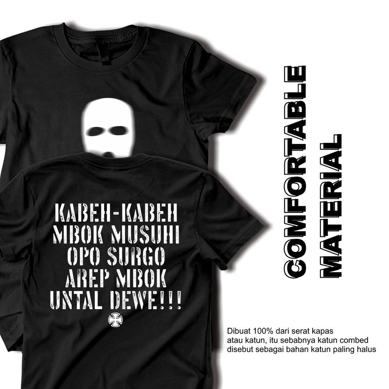 Product Introduction of Kaos Keren Kabeh Kabeh Mbok Musuhi Unisex Distro Katun Combed 30s Premium – Hitam/Putih Oblong Baju Sablon Pria 2