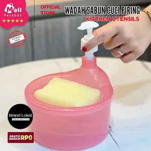 Mall Perabot | Tempat Sabun Cuci Piring Viral Unik 1000ML | Wadah Sacupir Bulat + Spoons | Wadah Sunlight Soap Pump | Dispenser Botol Sabun Cuci Piring Cair Free Spons Sponge Busa Plastik