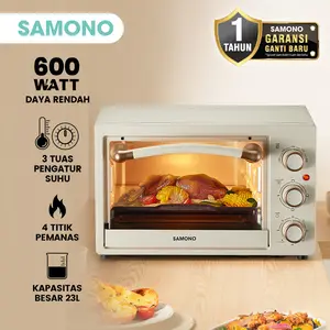 【super creator】SAMONO Elektrik Oven 600 Watt Kapasitas 23 Liter 3 Knob Control Warna Pastel Garansi Resmi 1 Tahun [SW-EOG23]