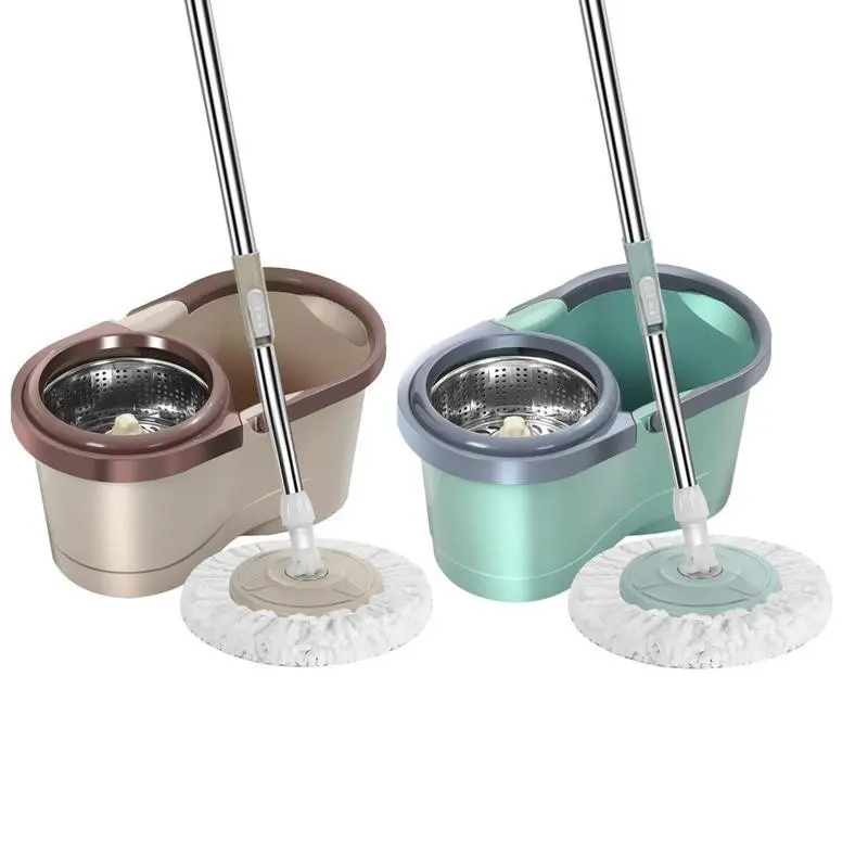 Viling Store - Alat Pel Putar dan Set Ember Dengan Roda Spin Mop Pembersih Rumah Tangga Pel Putar Otomatis dengan Ember Pel Putar Ember Datar untuk Pembersihan Lantai Cuci 4