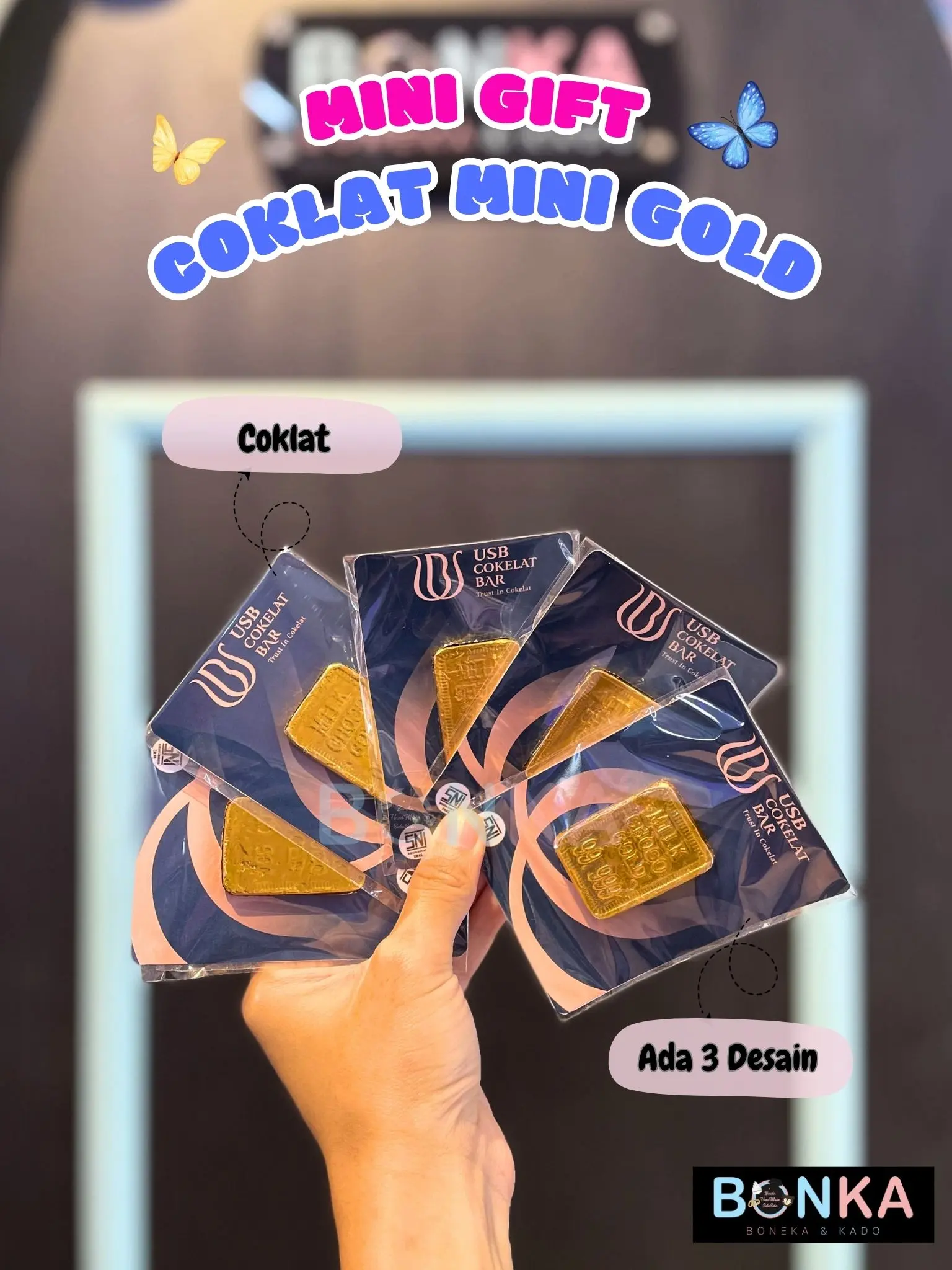 Mini Gift Coklat USB Gold Souvenir Hari Raya Unik & Lucu | Hadiah Mini Estetik dan Kekinian [HALAL]