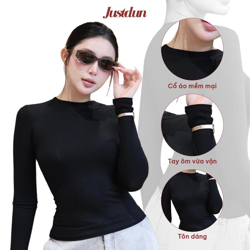 Áo Thun Giữ Nhiệt Nữ Dài Tay JUSTDUN A8 Cổ Tròn, Cotton Mịn Dày Dặn, Siêu Co Giãn Mềm Mại, Tôn Dáng Giữ Nhiệt | BigBuy360 - bigbuy360.vn