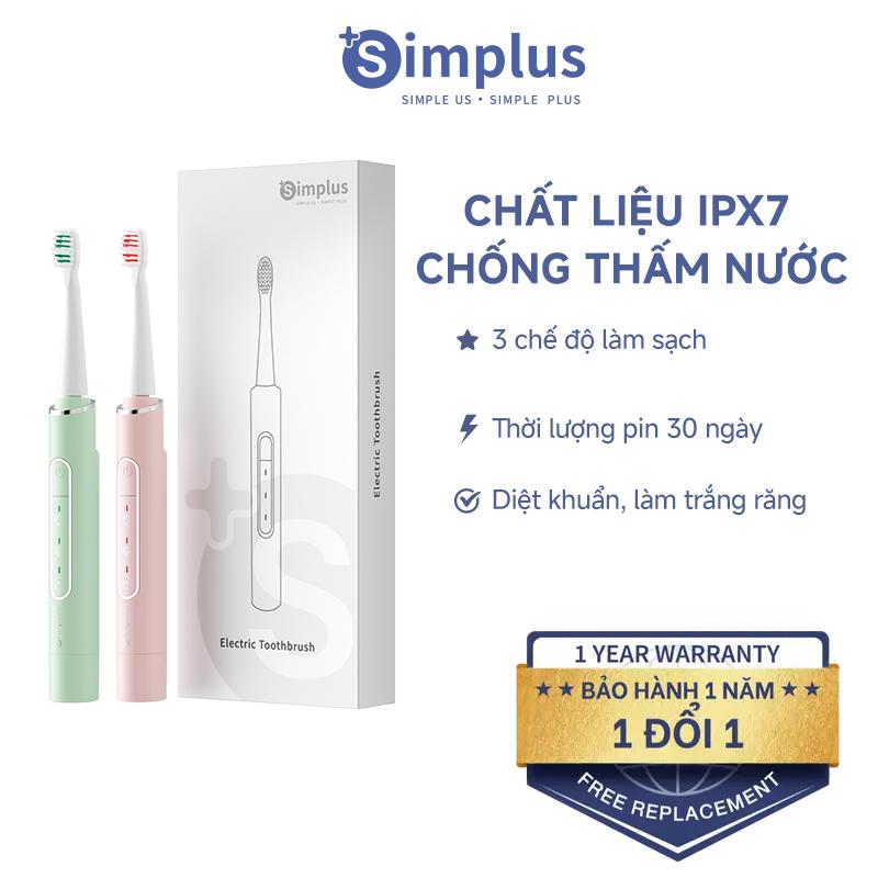 SimplusVN Bàn Chải Đánh Răng Điện Simplus Chống Nước IPX7 Pin Sạc USB Tiện Lợi…