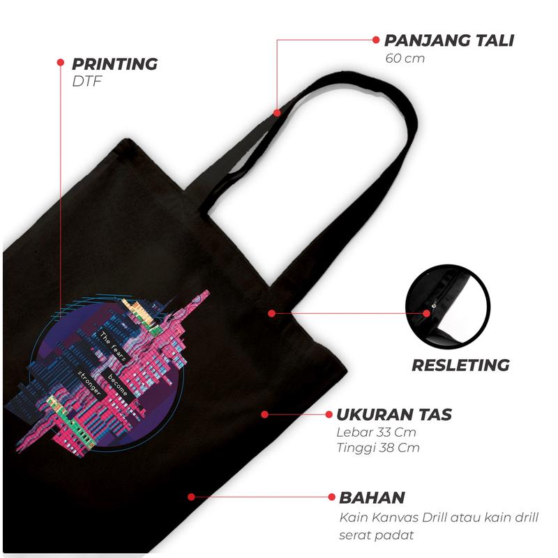 Sevine Totebag Fashion Tas Tote Bag Hitam Resleting Pria Wanita Laptop Kuliah Retro Vaporwave - HVW7 5