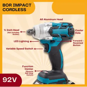 Bor Impact Cordless Tanpa Kabel + 2 Baterai | Lengkap Charger & Mata Bor