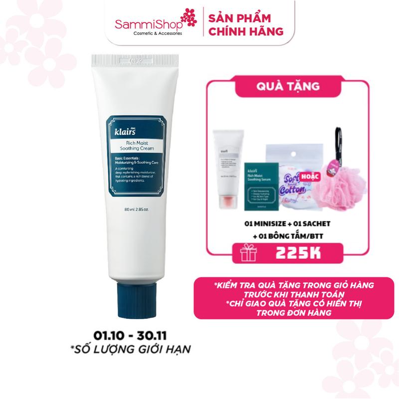 Dear, Klairs Kem dưỡng (Dưỡng Ẩm Da) Rich Moist Soothing Cream 80ml