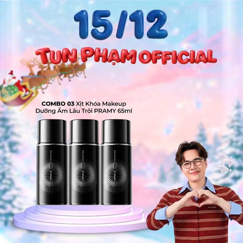   TUN PHẠM X PRAMY  COMBO Xịt Khóa Makeup PRAMY Giữ Lớp Trang Điểm Lâu Trôi Kiềm Dầu Mịn Lì 65ml 