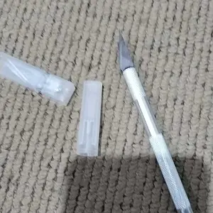 6 buah mata pisau + 1 buah pegangan pisau/Cutter Hobby Crafting Art Knife Metal Handle Blade Pisau Bonsai Sayat Ukir Pen Cutter Set Mata dan Gagang Art Knife