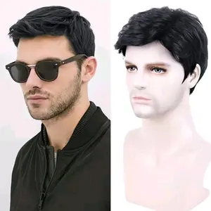 Wig Pria Rambut Pendek Warna Hitam Belah Samping Untuk Pria Kantoran - Model Terbaru kode A3