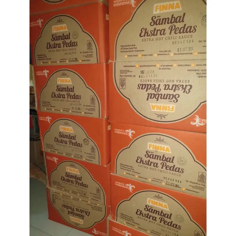 Saos Sambal Extra Pedas Finna 1kg - Cocok untuk Ayam Goreng, Lumpia, Dim Sum, Martabak, dan Gorengan Lainnya - Bahan, Tomat, Botol, Lada bangkok uleg sao s kemasan 2