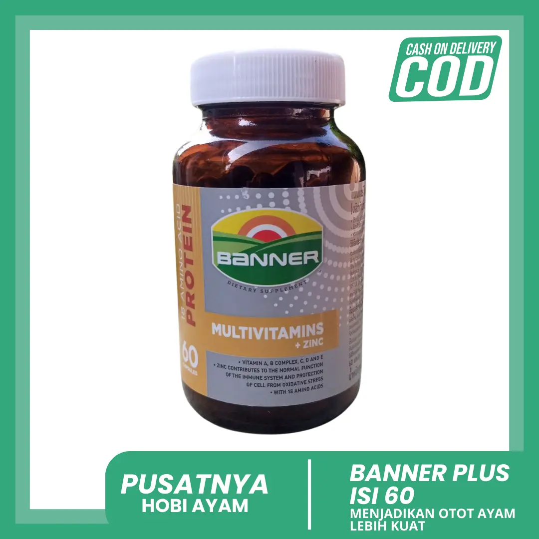 Banner Plus Kuning Pembentukan Otot Ayam Obat Penambah Stamina Doping Penguat Otot Banner Ayam isi 60