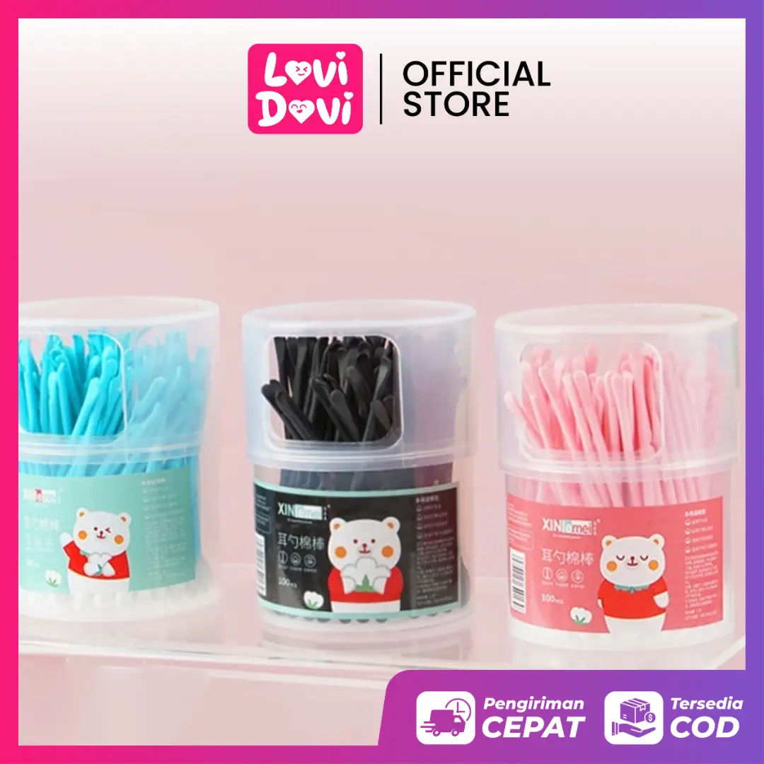 Cotton Buds Hitam 100pcs Pembersih Makeup dan Kuping Bayi - Removal, Ear