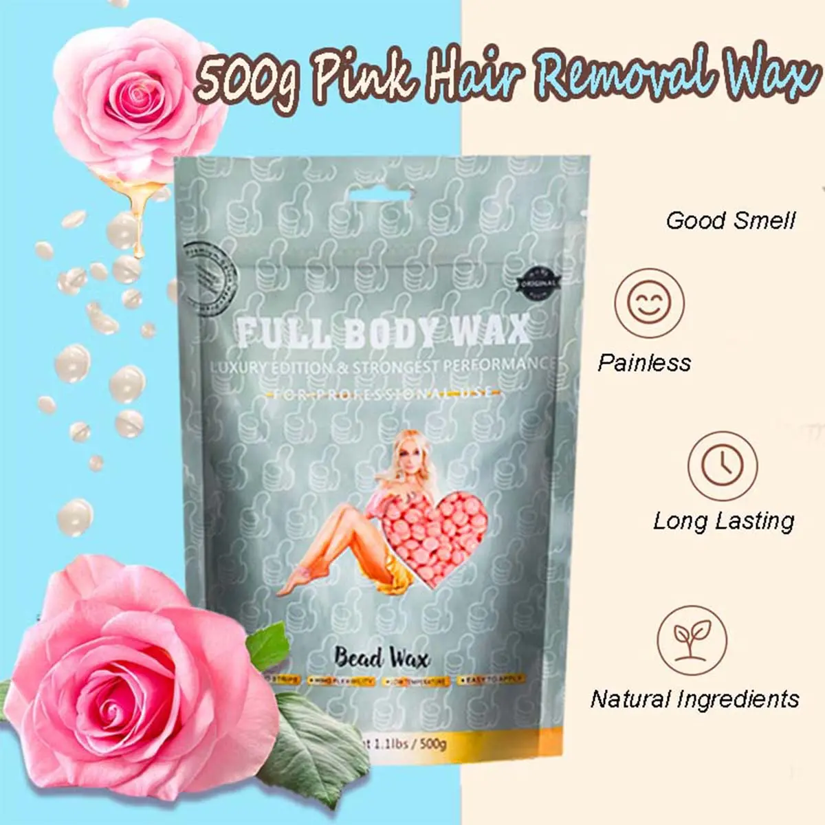 500g Hair removal scented Wax,coconut and rose wax bean